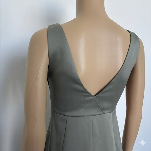BHLDN Sage Green Sleeveless V-Neck Maxi Dress with Slit - Size 0 - Picture 2 of 7